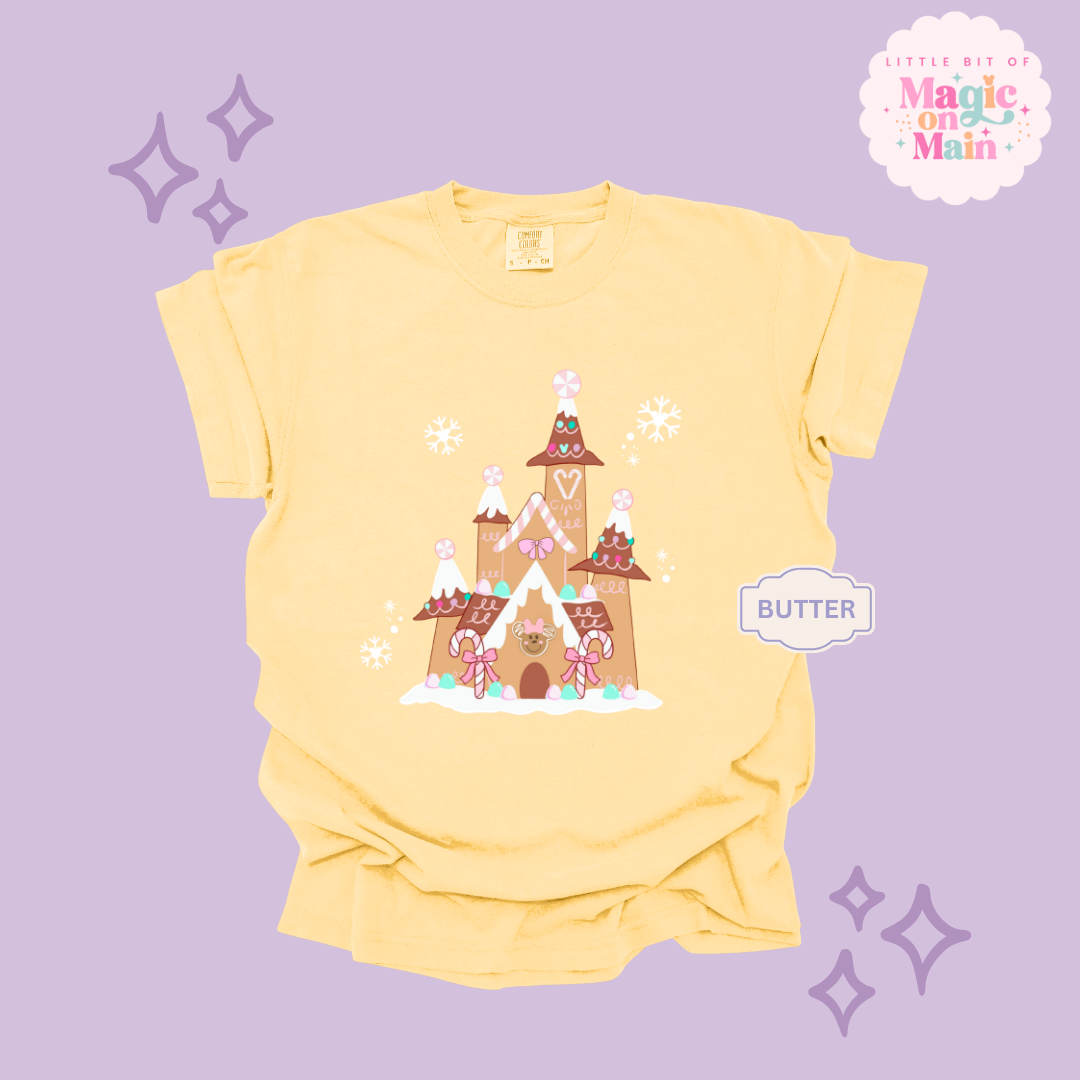 PRINTED GINGERBREAD CASTLE - EXCLUSIVE TO MoM - ADULT T-SHIRT