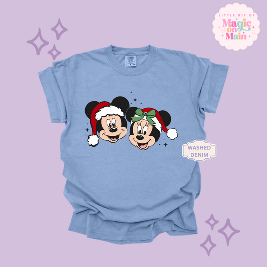 PRINTED MICKEY & MINNIE CHRISTMAS - ADULT T-SHIRT