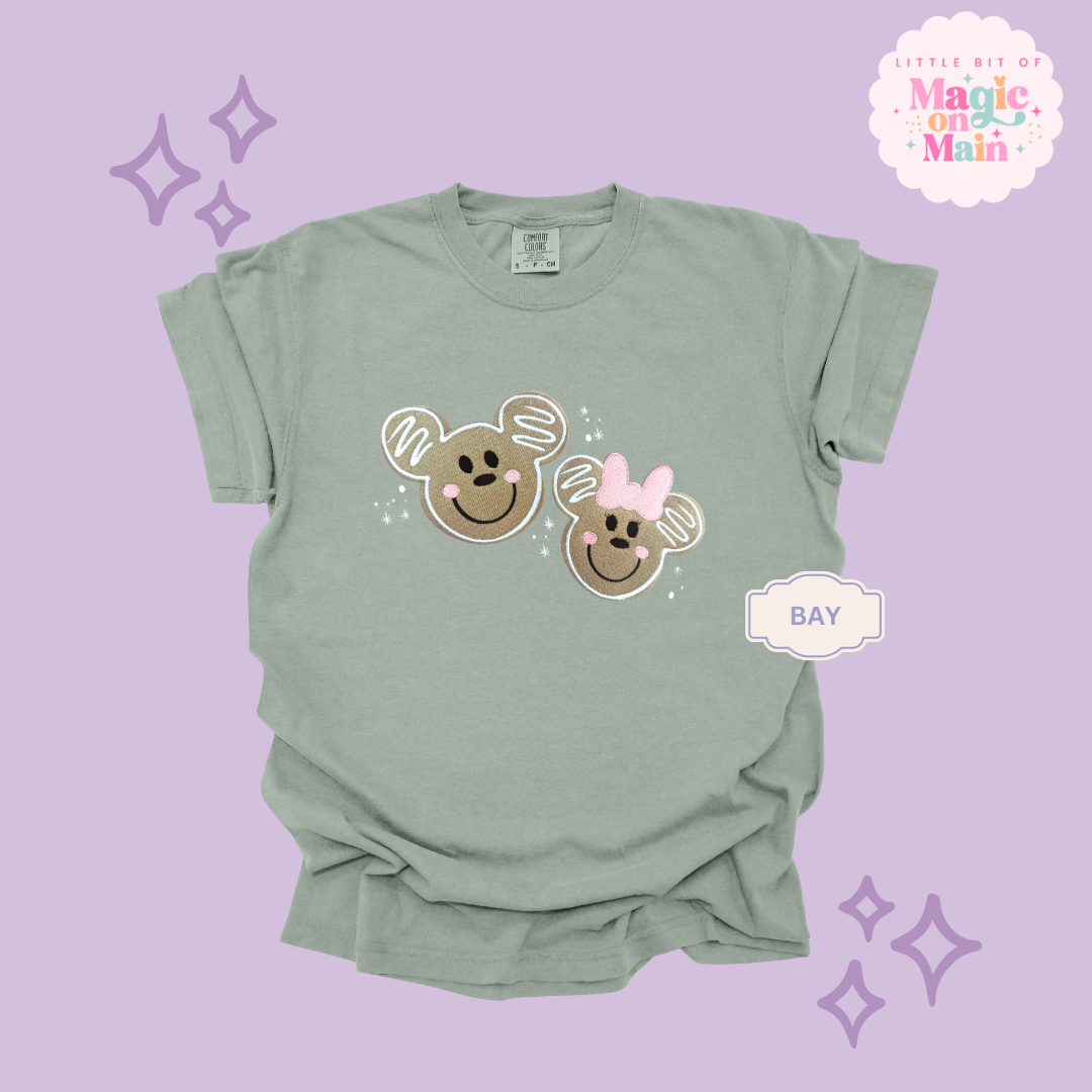 EMBROIDERED GINGERBREAD MICKEY & MINNIE - EXCLUSIVE TO MoM - ADULT T-SHIRT