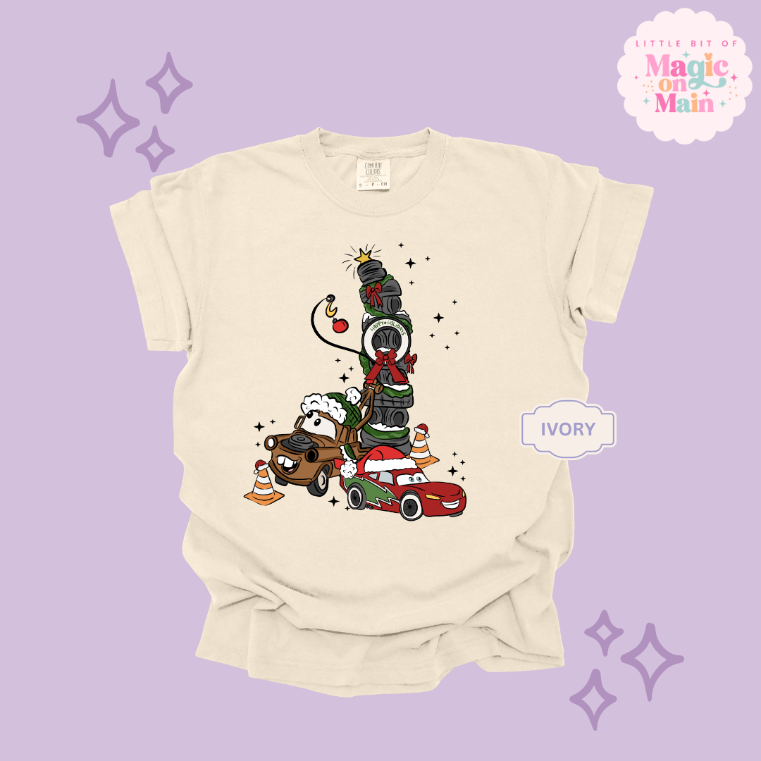 PRINTED CAR CHRISTMAS - ADULT T-SHIRT