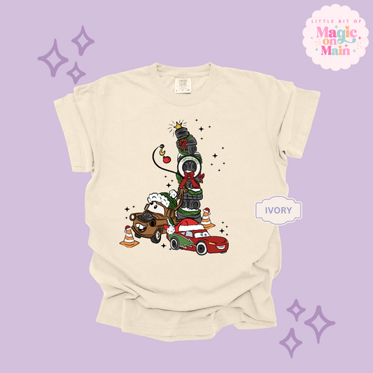 PRINTED CAR CHRISTMAS - ADULT T-SHIRT