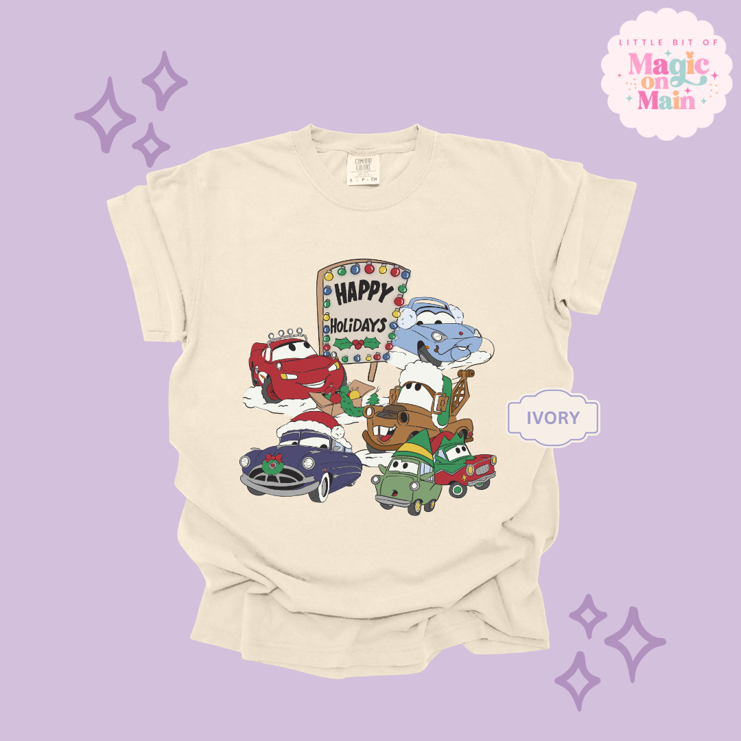 PRINTED CAR CHRISTMAS - ADULT T-SHIRT