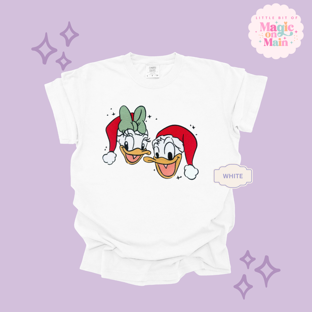 EMBROIDERED DONALD & DAISY CHRISTMAS - ADULT T-SHIRT