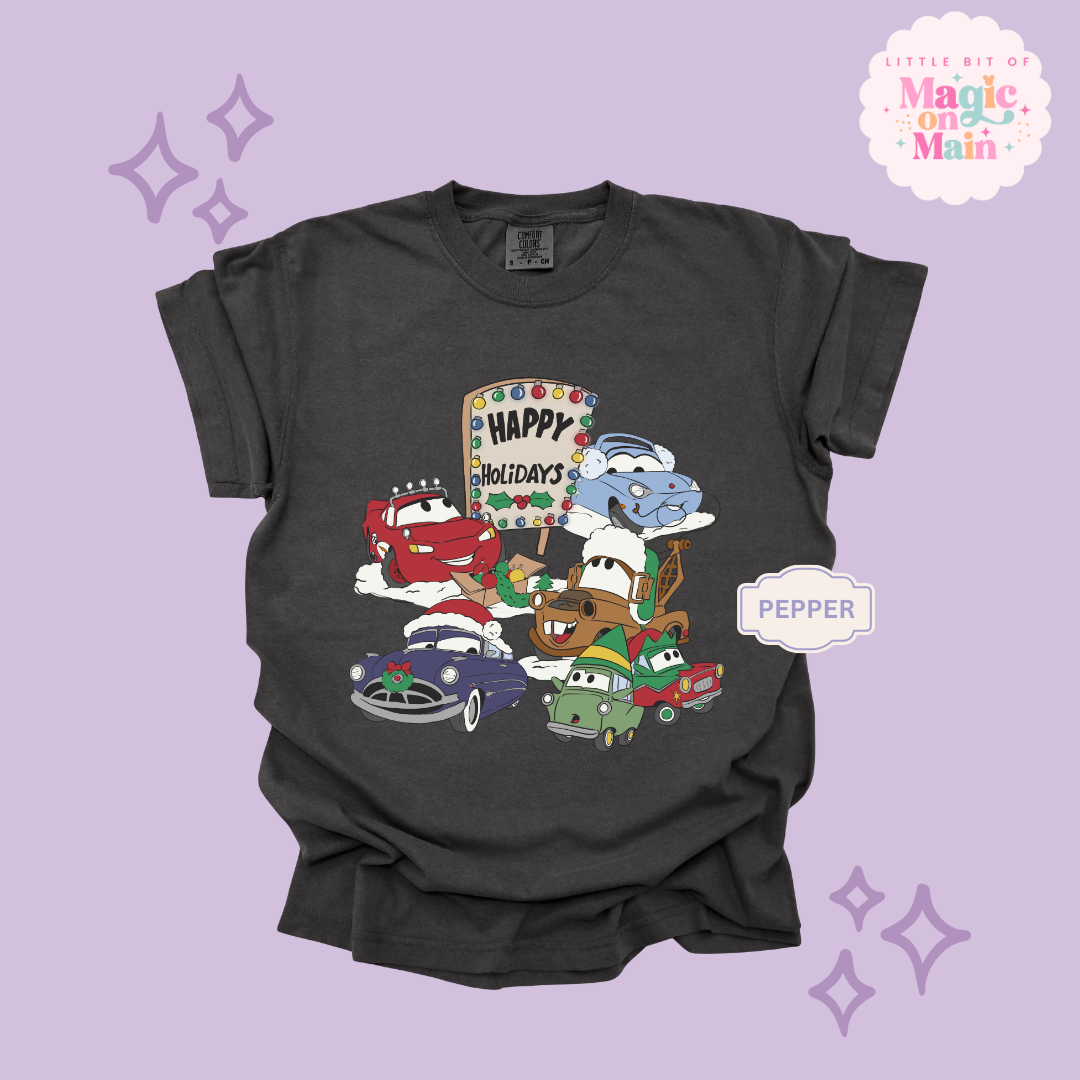 PRINTED CAR CHRISTMAS - ADULT T-SHIRT