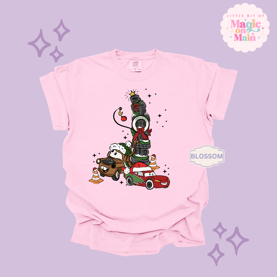 PRINTED CAR CHRISTMAS - ADULT T-SHIRT