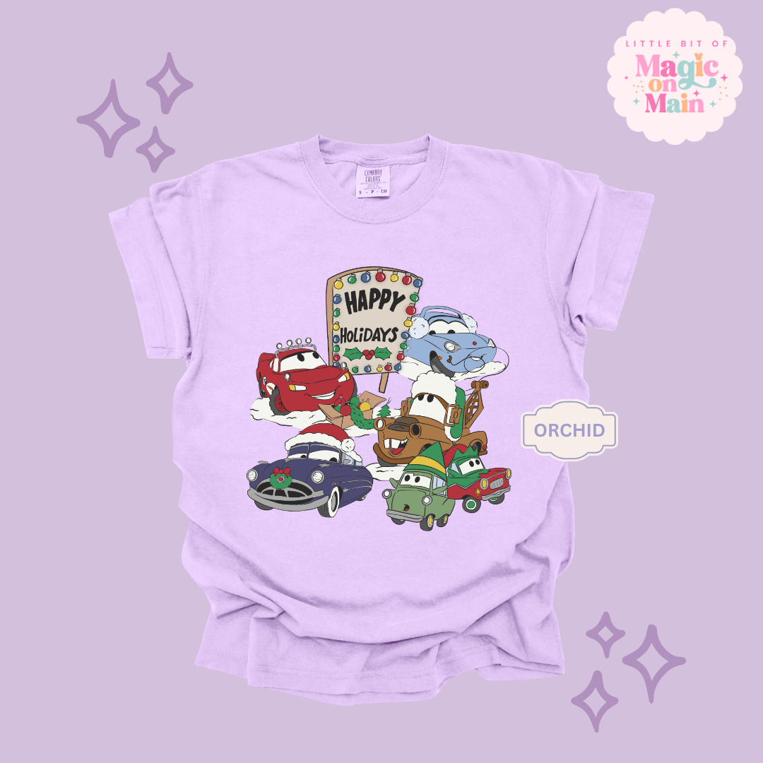 PRINTED CAR CHRISTMAS - ADULT T-SHIRT