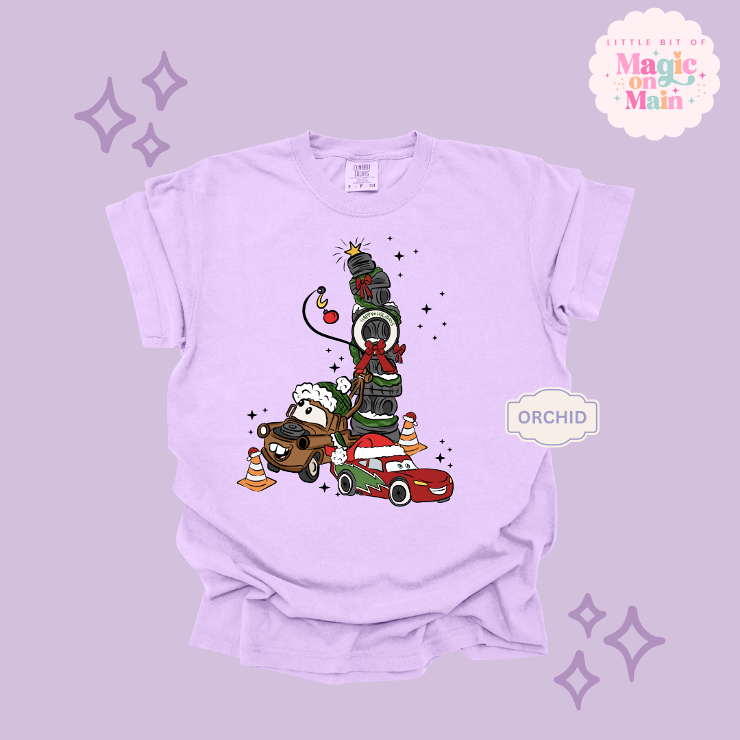 PRINTED CAR CHRISTMAS - ADULT T-SHIRT