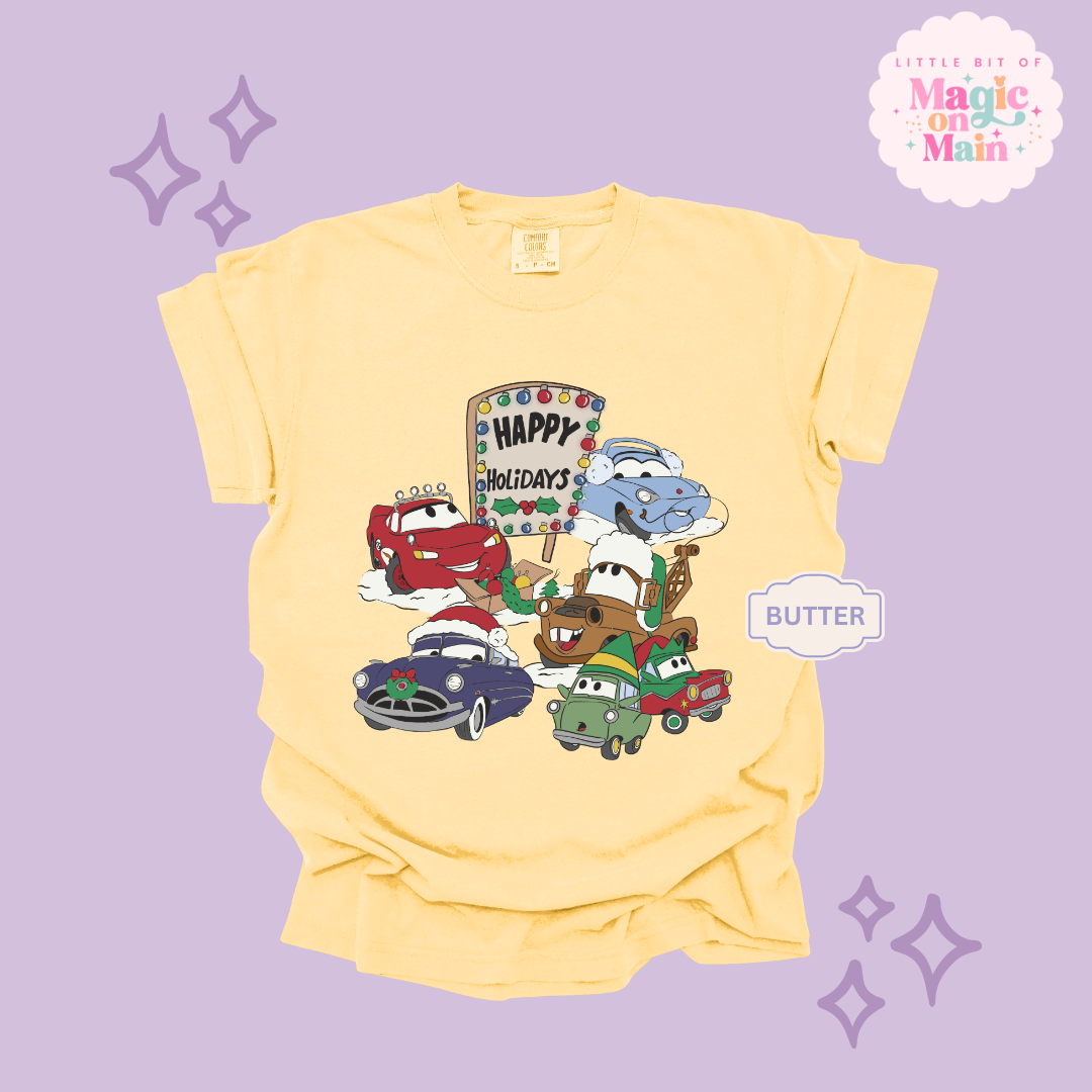 PRINTED CAR CHRISTMAS - ADULT T-SHIRT