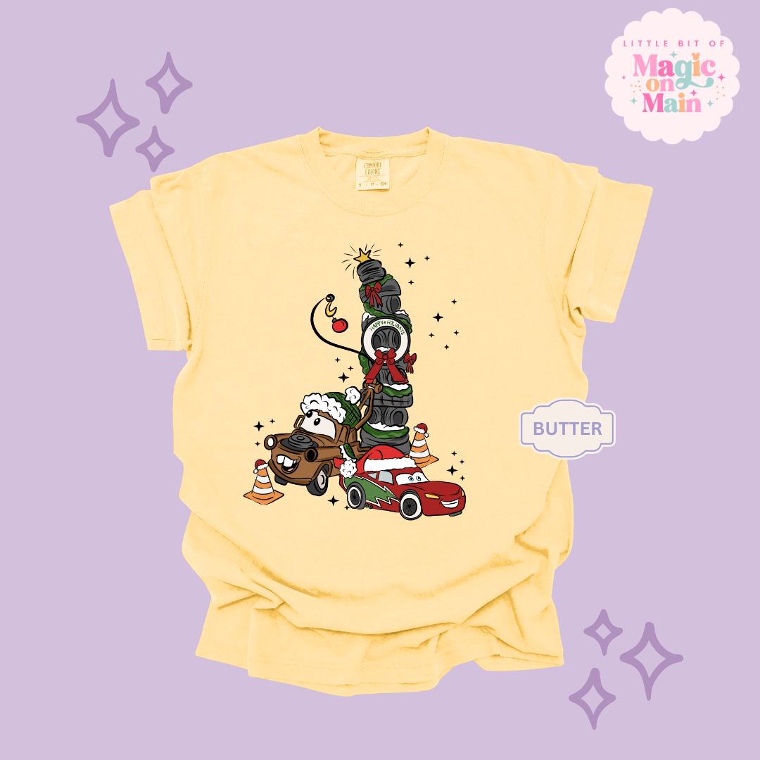 PRINTED CAR CHRISTMAS - ADULT T-SHIRT
