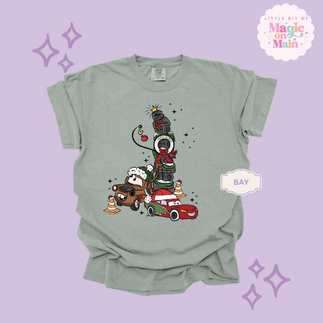 PRINTED CAR CHRISTMAS - ADULT T-SHIRT