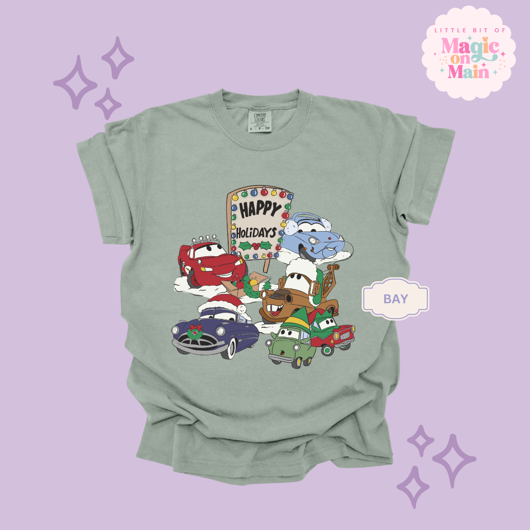 PRINTED CAR CHRISTMAS - ADULT T-SHIRT