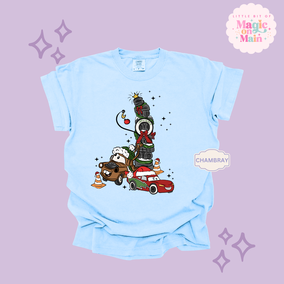 PRINTED CAR CHRISTMAS - ADULT T-SHIRT