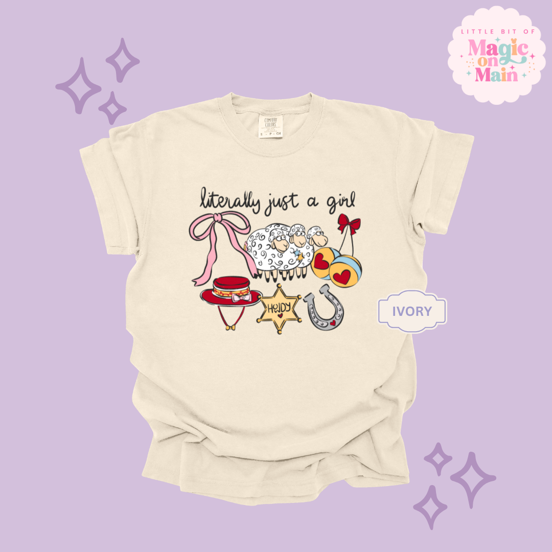 PRINTED LITERALLY JUST A GIRL - ADULT T-SHIRT 10001