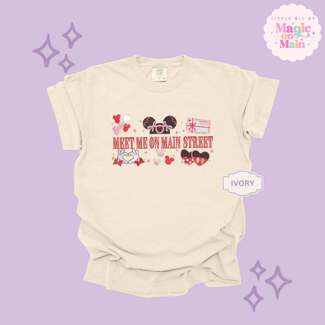 EMBROIDERED MEET ME ON MAIN STREET - EXCLUSIVE DESIGN TO MoM - ADULT T-SHIRT 10063