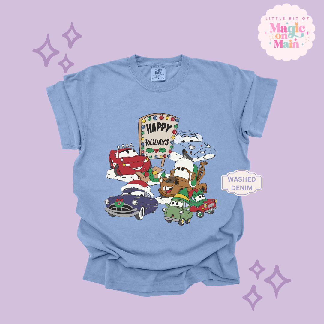 PRINTED CAR CHRISTMAS - ADULT T-SHIRT