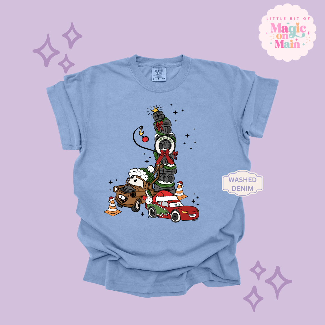 PRINTED CAR CHRISTMAS - ADULT T-SHIRT