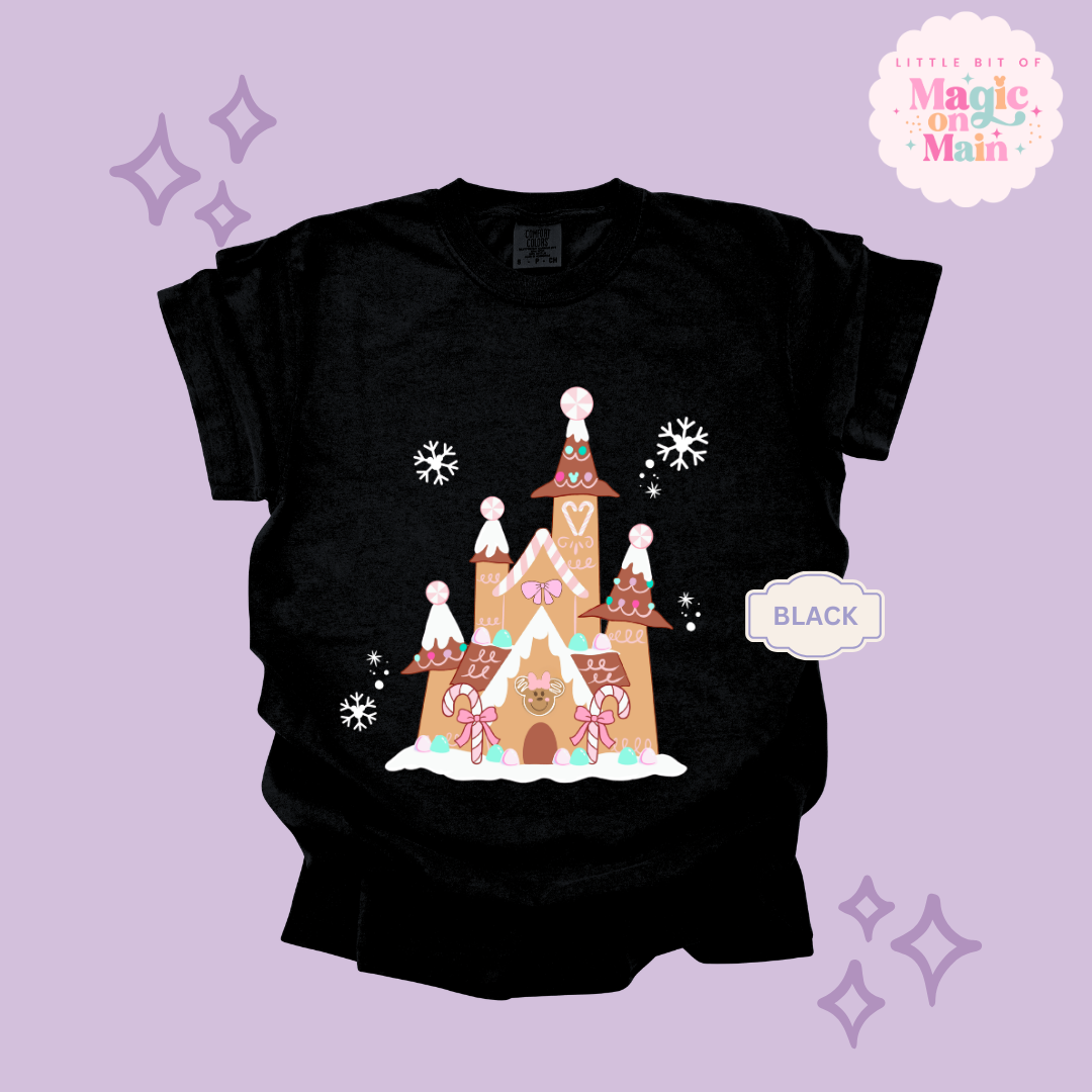 PRINTED GINGERBREAD CASTLE - EXCLUSIVE TO MoM - ADULT T-SHIRT