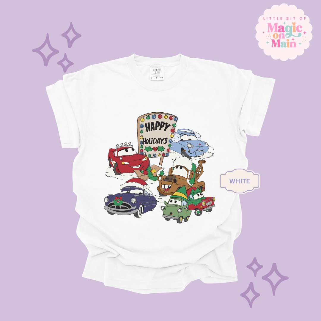 PRINTED CAR CHRISTMAS - ADULT T-SHIRT