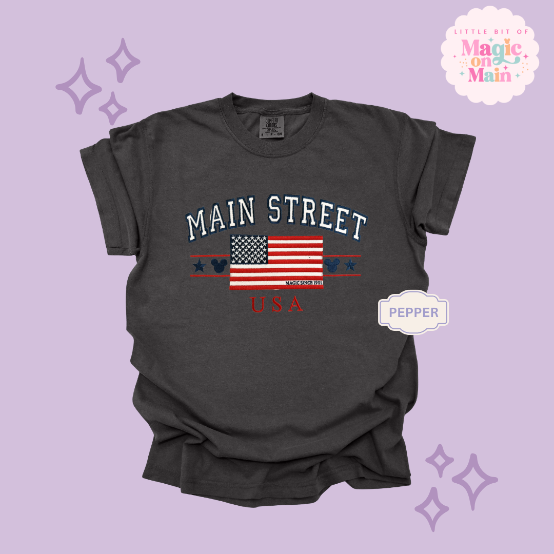 EMBROIDERED MAIN STREET USA - EXCLUSIVE TO MoM- ADULT T-SHIRT 10063
