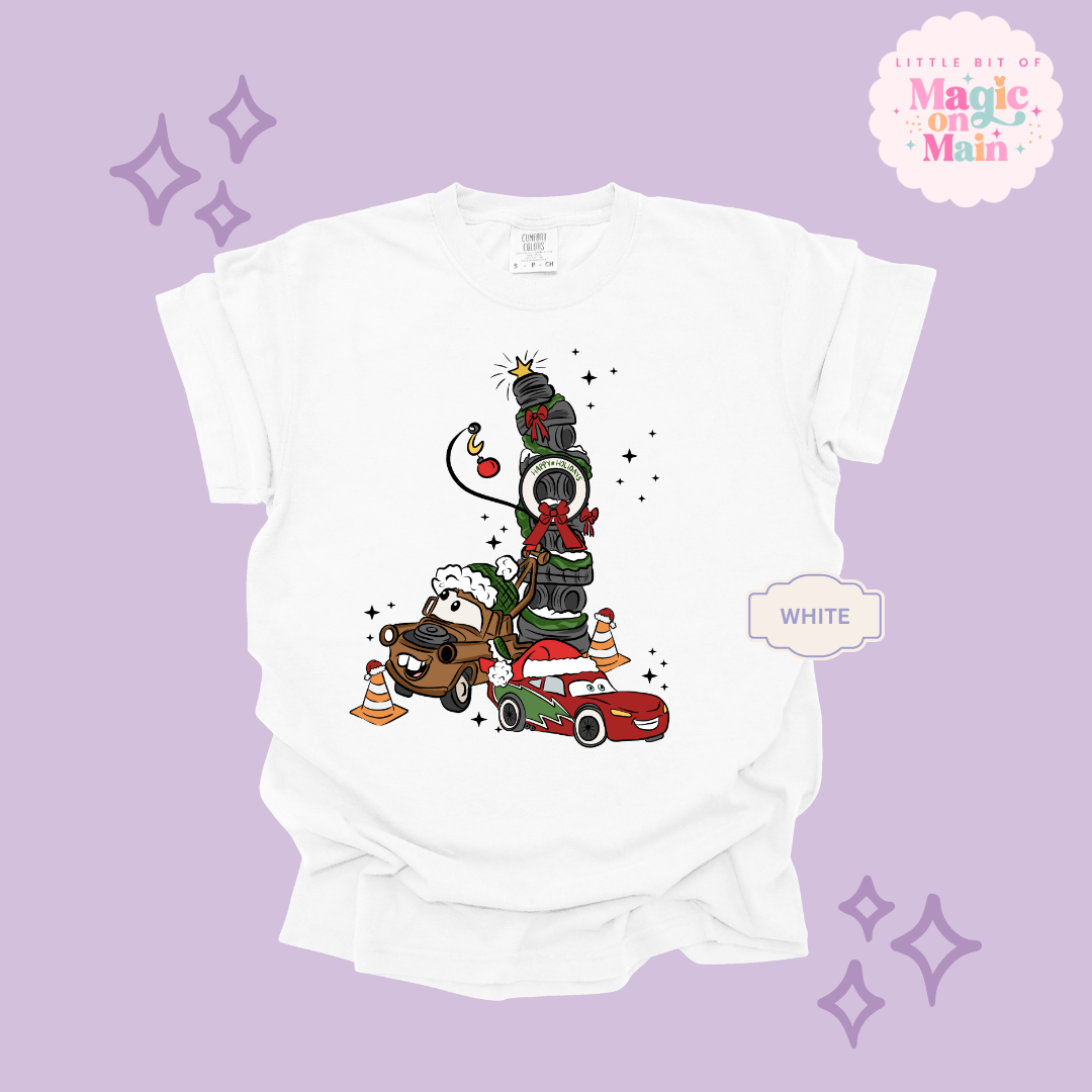 PRINTED CAR CHRISTMAS - ADULT T-SHIRT