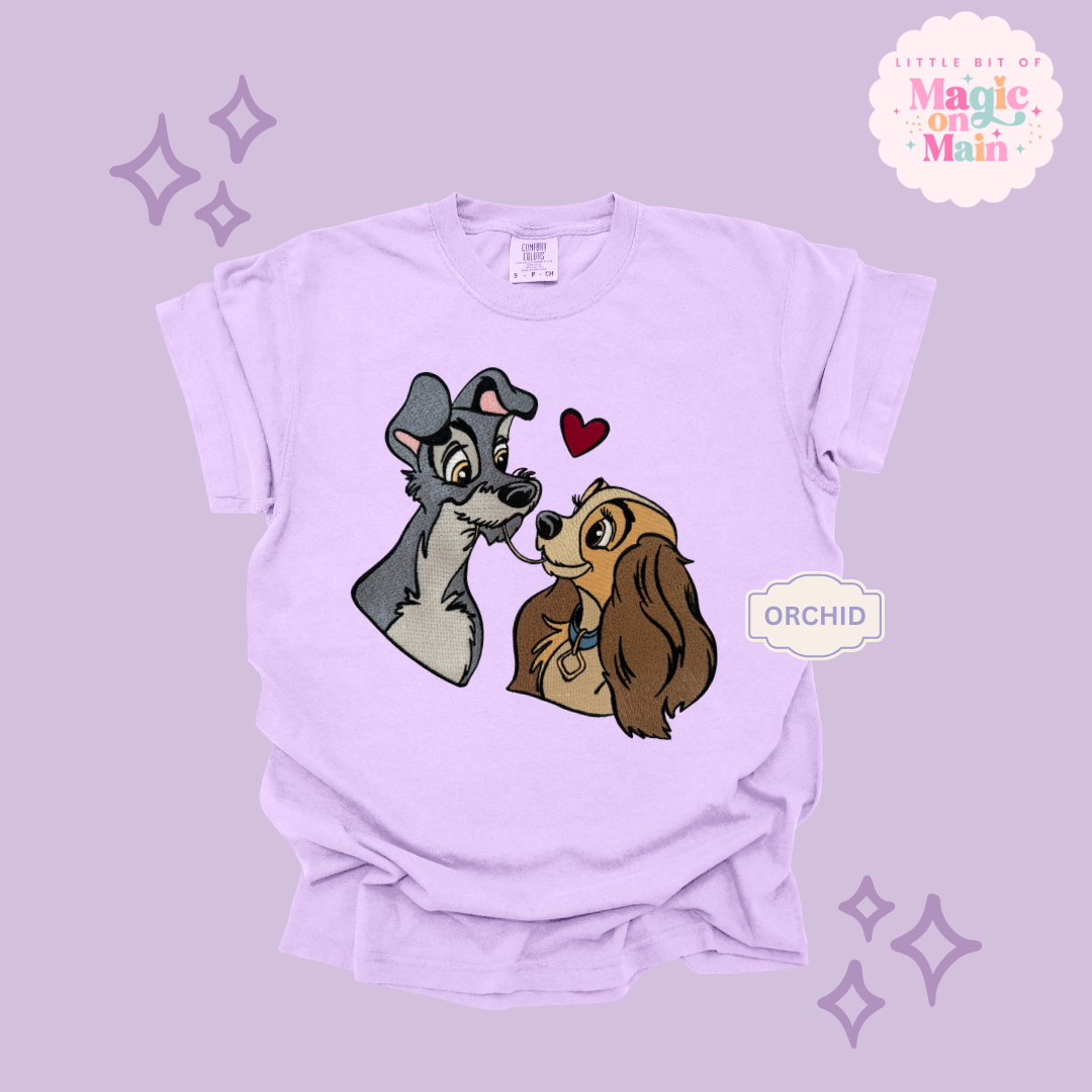 EMBROIDERED VALENTINE DOGS - ADULT T-SHIRT 10017
