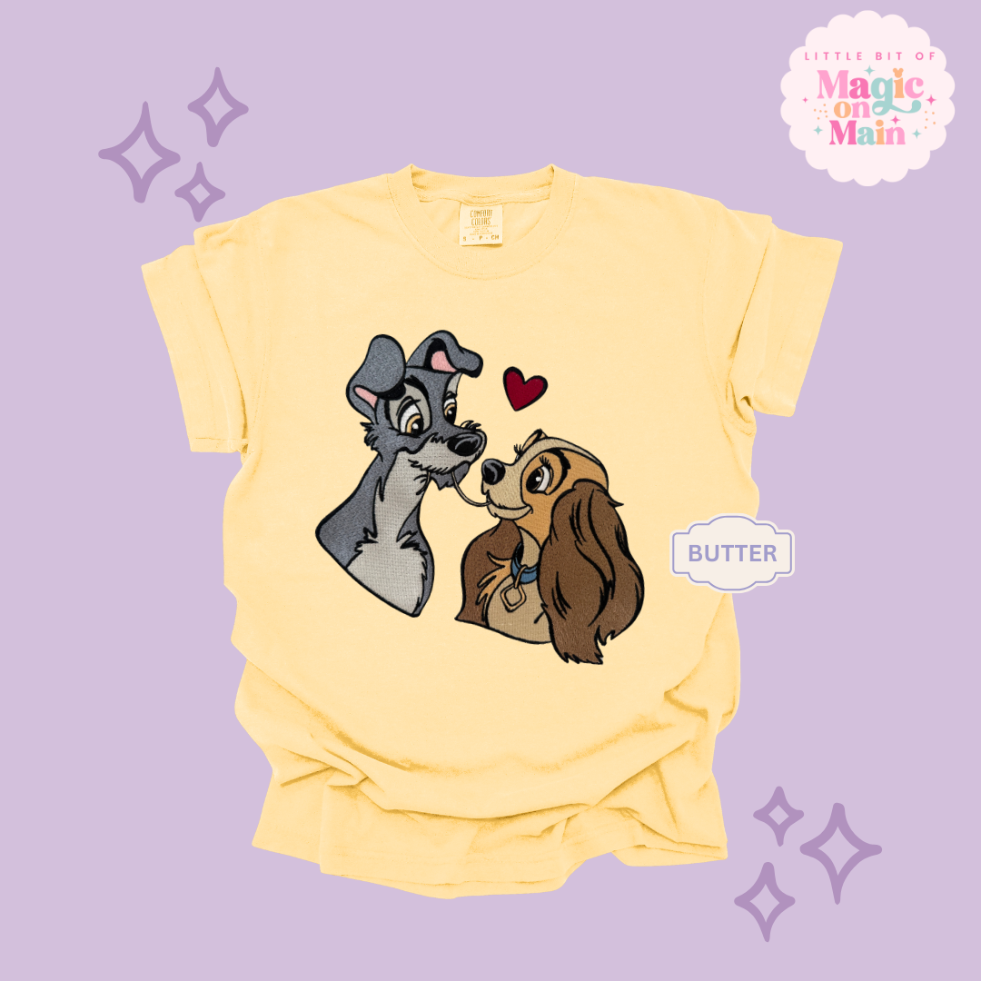 EMBROIDERED VALENTINE DOGS - ADULT T-SHIRT 10017