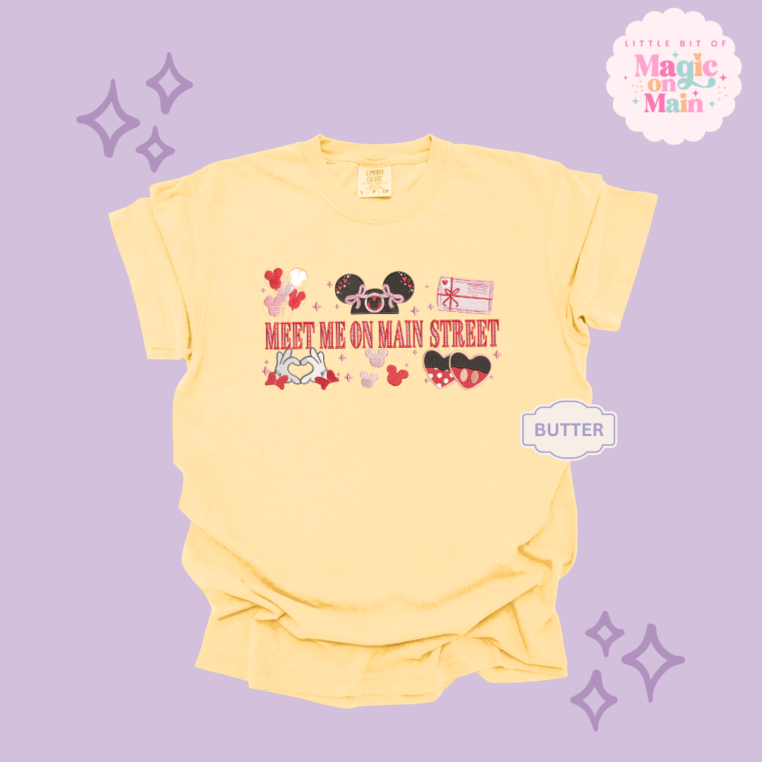 EMBROIDERED MEET ME ON MAIN STREET - EXCLUSIVE DESIGN TO MoM - ADULT T-SHIRT 10063