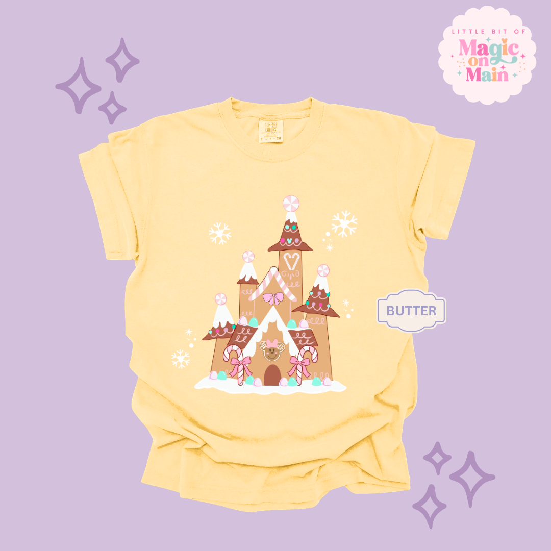 PRINTED GINGERBREAD CASTLE - EXCLUSIVE TO MoM - ADULT T-SHIRT