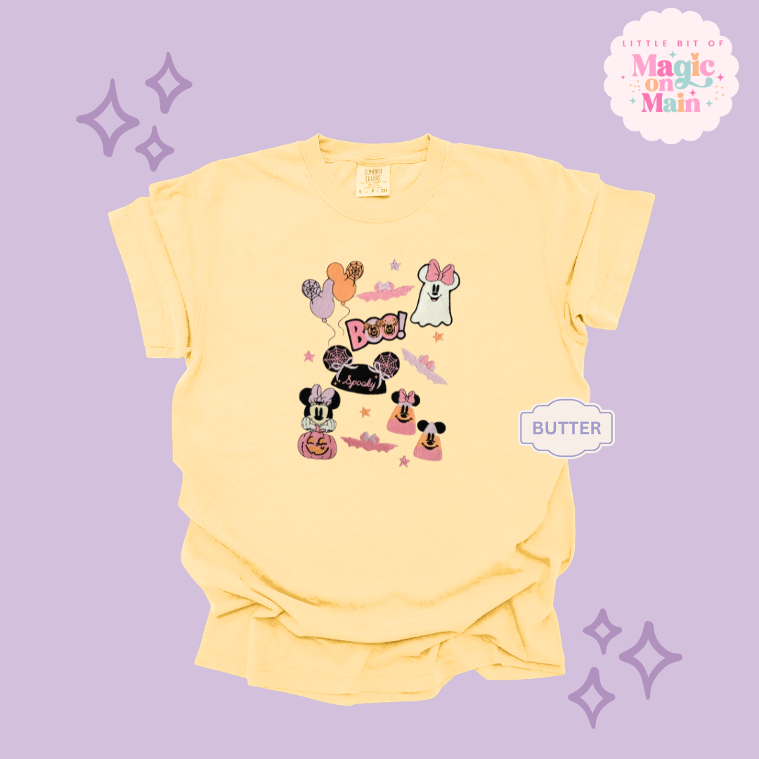 EMBROIDERED GHOULY HALLOWEEN - EXCLUSIVE TO MoM- ADULT T-SHIRT 10059
