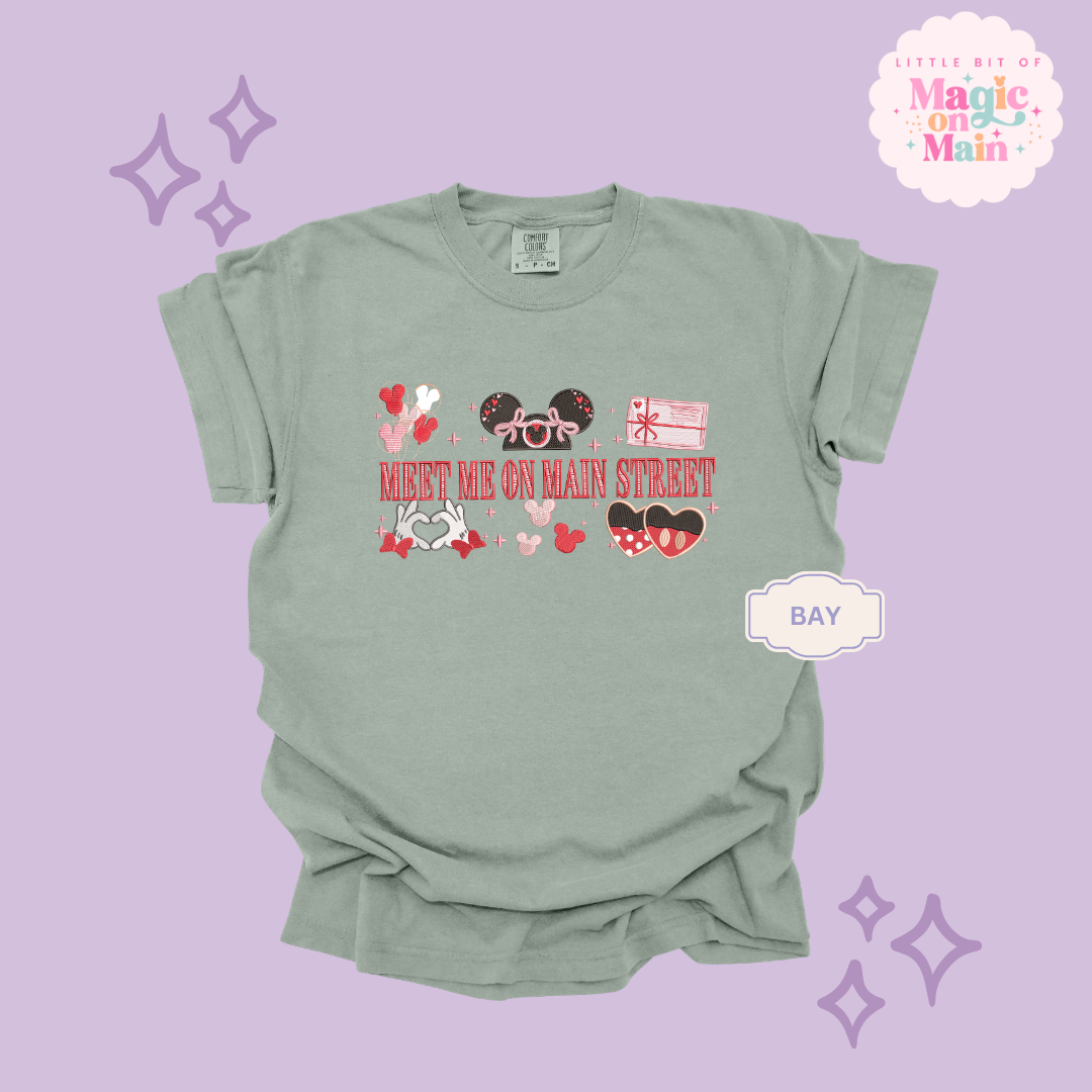EMBROIDERED MEET ME ON MAIN STREET - EXCLUSIVE DESIGN TO MoM - ADULT T-SHIRT 10063
