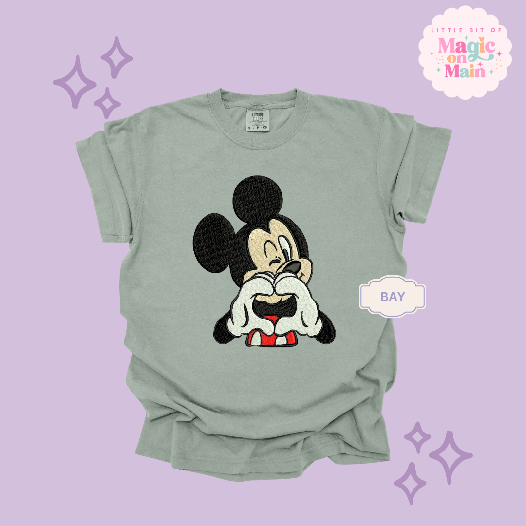 EMBROIDERED MCKY HAND HEART - ADULT T-SHIRT 10016