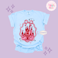 EMBROIDERED PINK CASTLE - ADULT T-SHIRT 10003