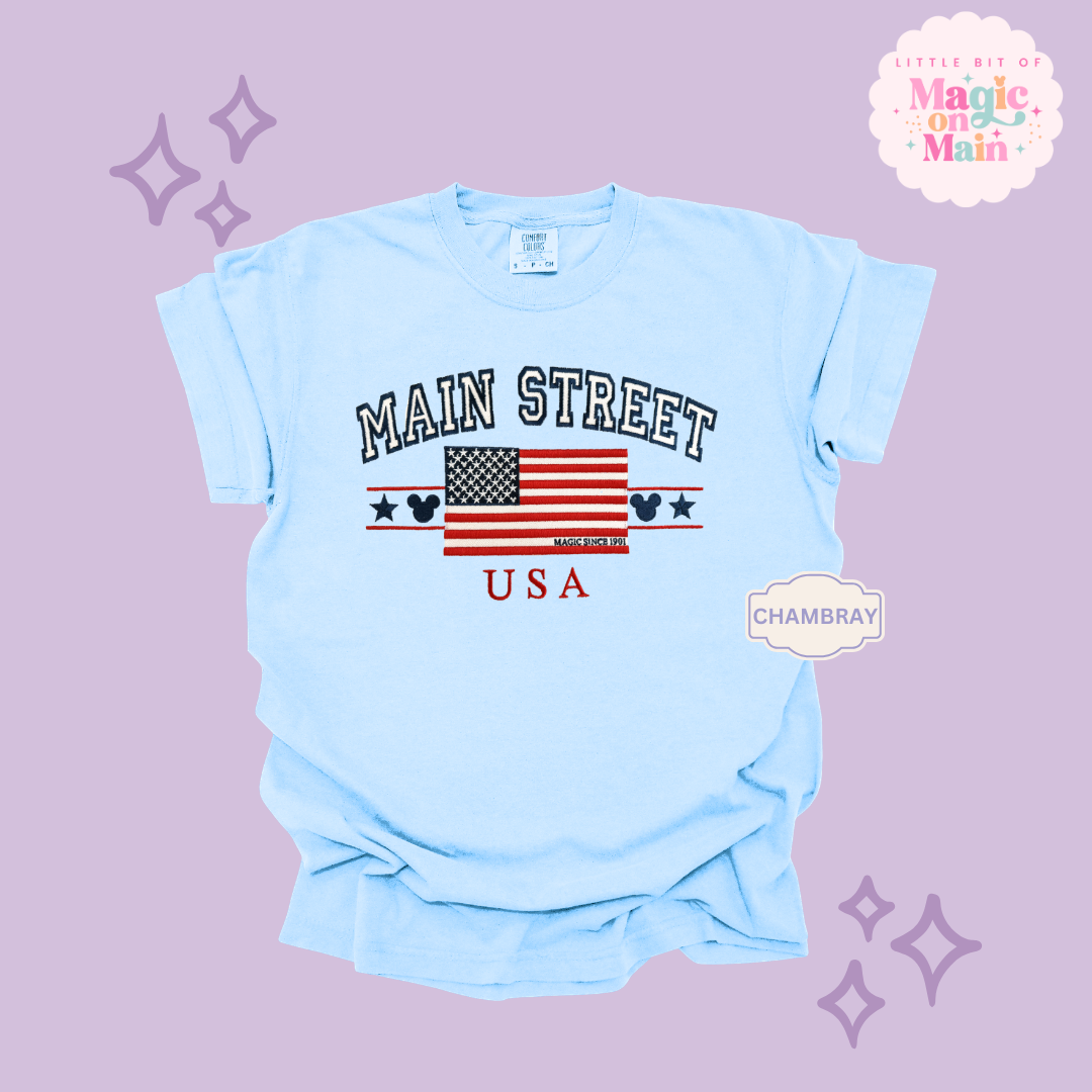EMBROIDERED MAIN STREET USA - EXCLUSIVE TO MoM- ADULT T-SHIRT 10063