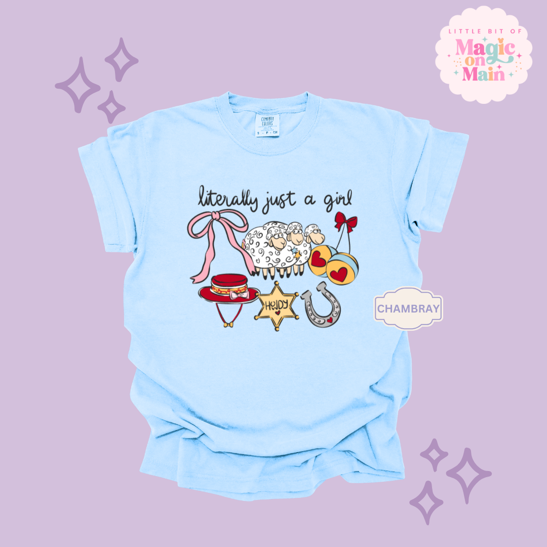 PRINTED LITERALLY JUST A GIRL - ADULT T-SHIRT 10001