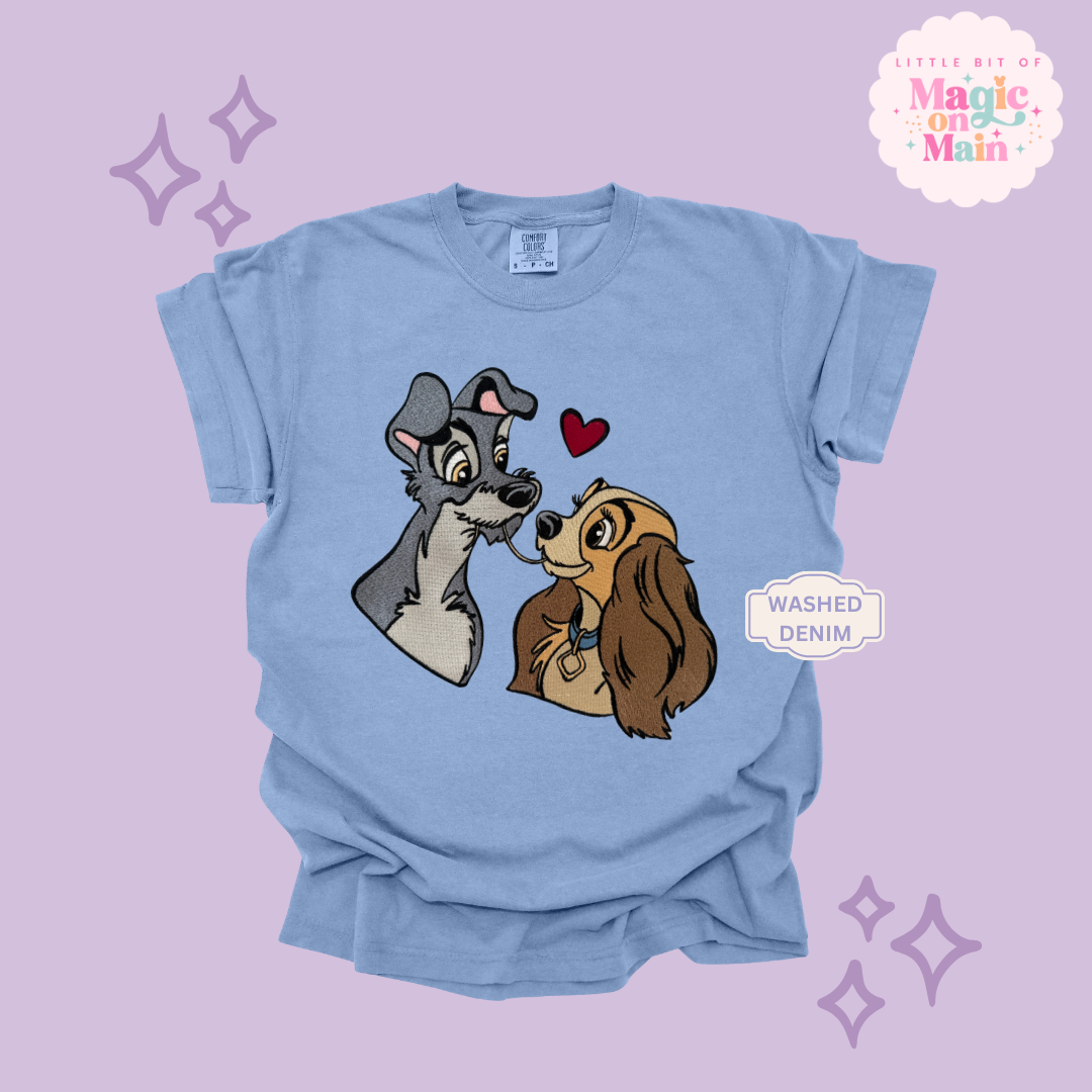 EMBROIDERED VALENTINE DOGS - ADULT T-SHIRT 10017