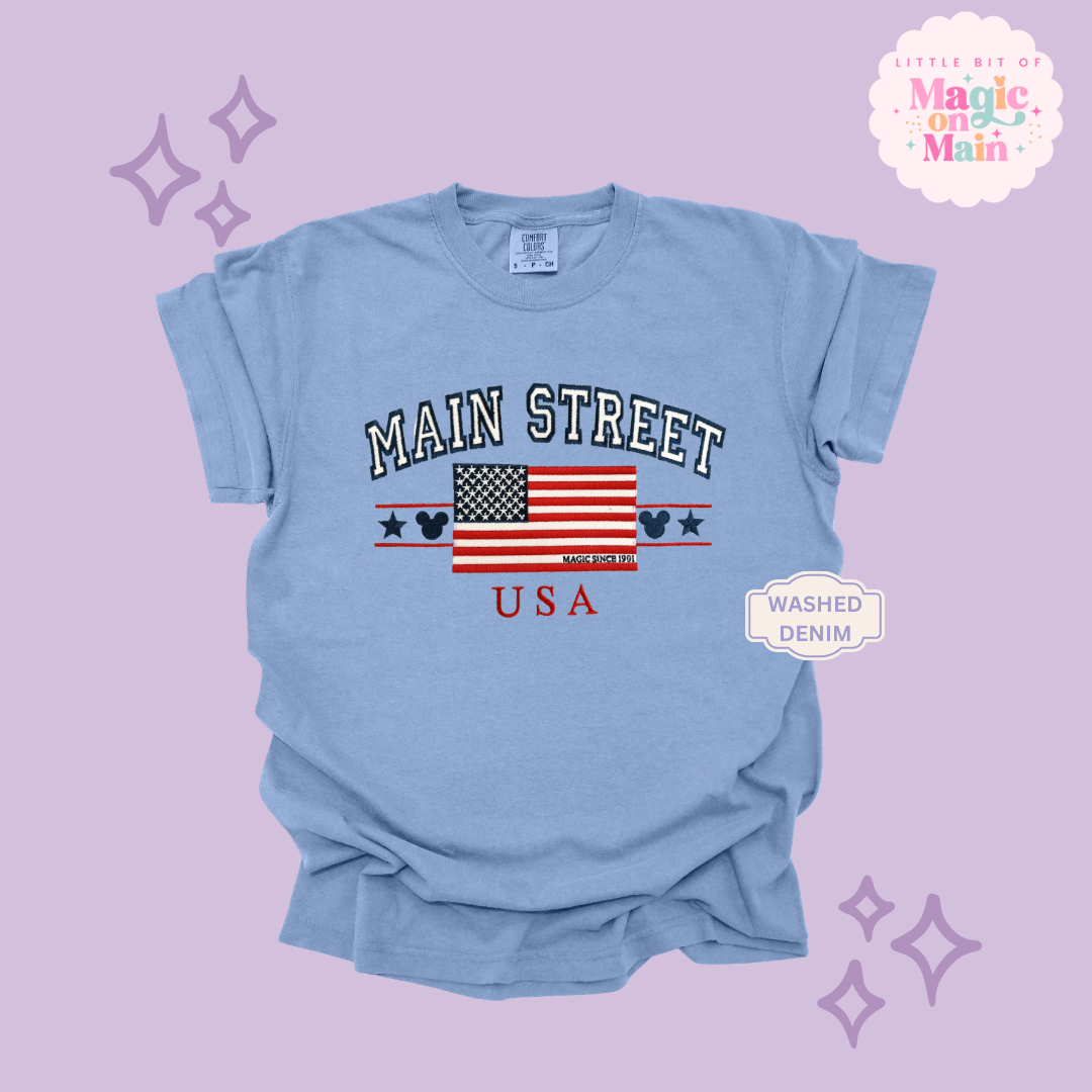 EMBROIDERED MAIN STREET USA - EXCLUSIVE TO MoM- ADULT T-SHIRT 10063