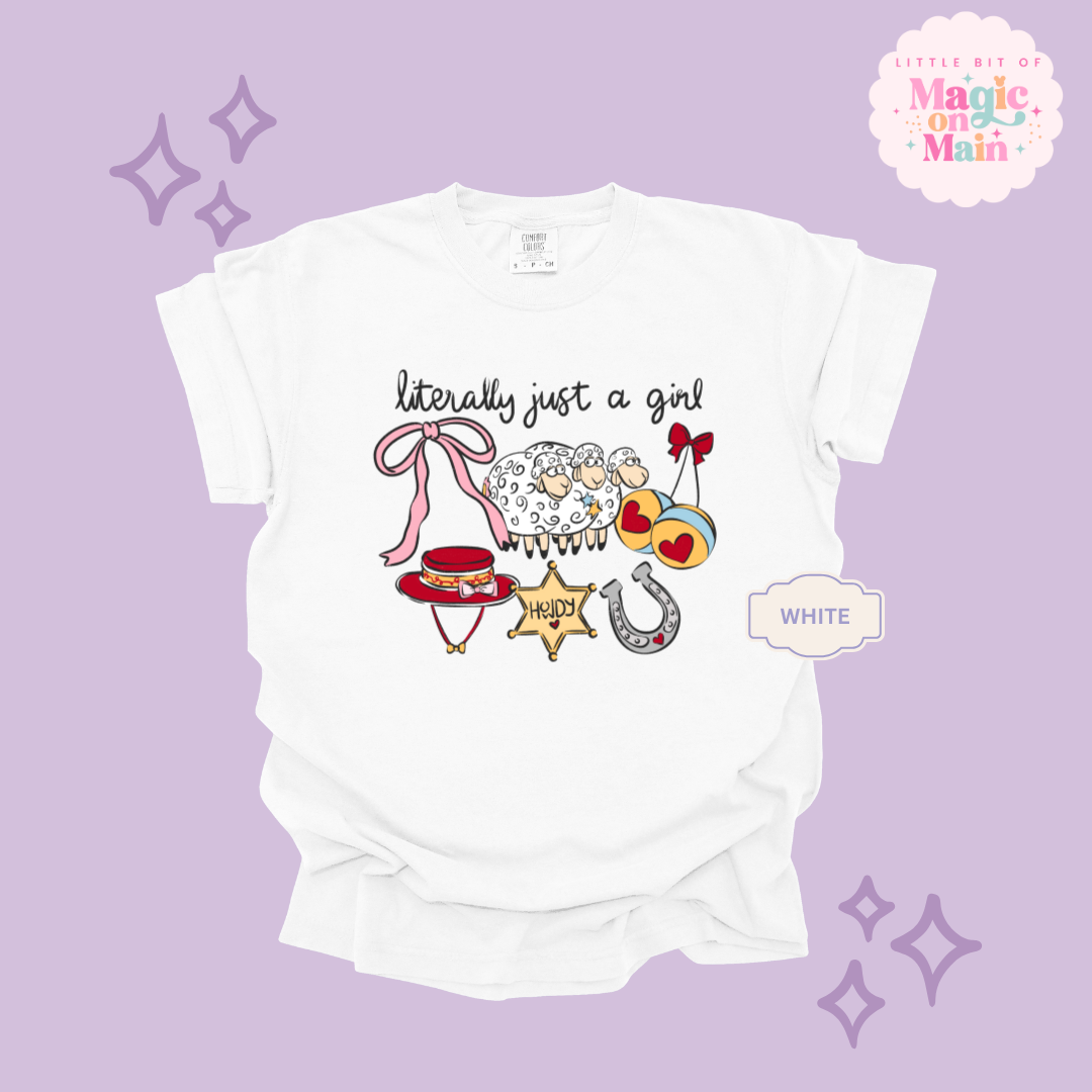 PRINTED LITERALLY JUST A GIRL - ADULT T-SHIRT 10001