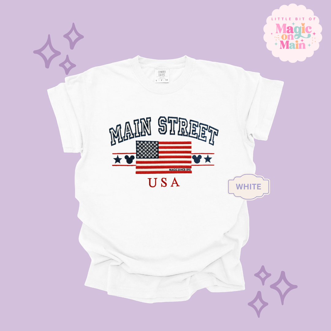 EMBROIDERED MAIN STREET USA - EXCLUSIVE TO MoM- ADULT T-SHIRT 10063
