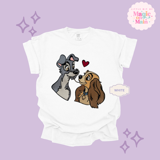 EMBROIDERED VALENTINE DOGS - ADULT T-SHIRT 10017
