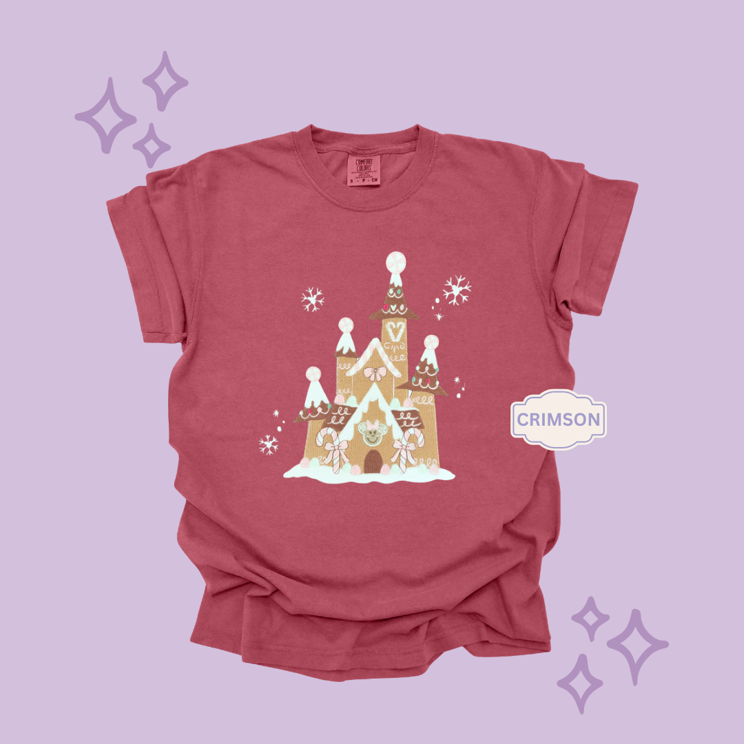 EMBROIDERED GINGERBREAD CASTLE - EXCLUSIVE TO MoM- ADULT T-SHIRT