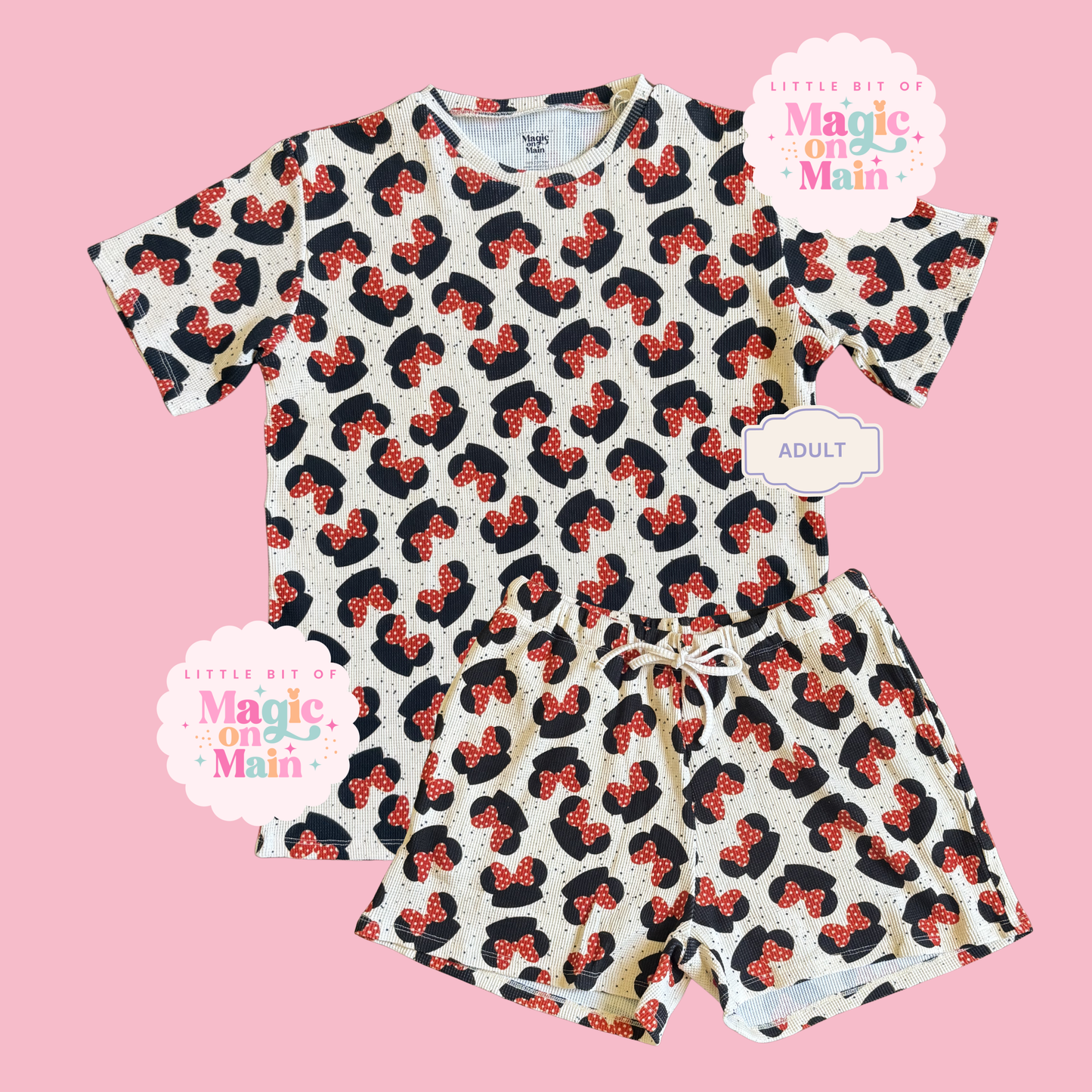 RTS MOUSE BOWS - HEAVYWEIGHT COTTON WAFFLE KNIT LOUNGEWEAR