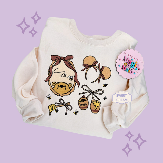EMBROIDERED WINNIE THE POOH COQUETTE - ADULT SWEATSHIRT