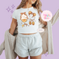PRINTED WINNIE THE POOH COQUETTE - WOMENS CROPPED RIBBED BABY TEE