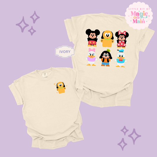 STUFFED CHARACTERS FRONT AND BACK PRINT - PLUTO - ADULT T-SHIRT