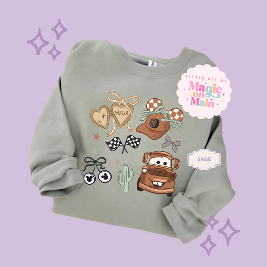 PRINTED BROWN TRUCK COQUETTE - ADULT SWEATSHIRT
