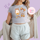 PRINTED WINNIE THE POOH COQUETTE - WOMENS CROPPED RIBBED BABY TEE
