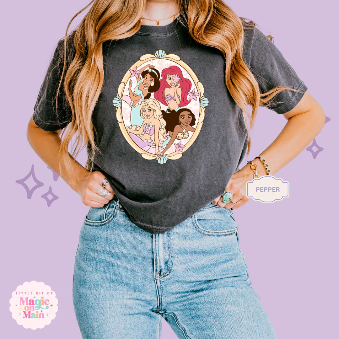 PRINTED PRINCESS MERMAIDS - WOMENS BOXY T-SHIRT