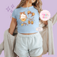 PRINTED WINNIE THE POOH COQUETTE - WOMENS CROPPED RIBBED BABY TEE