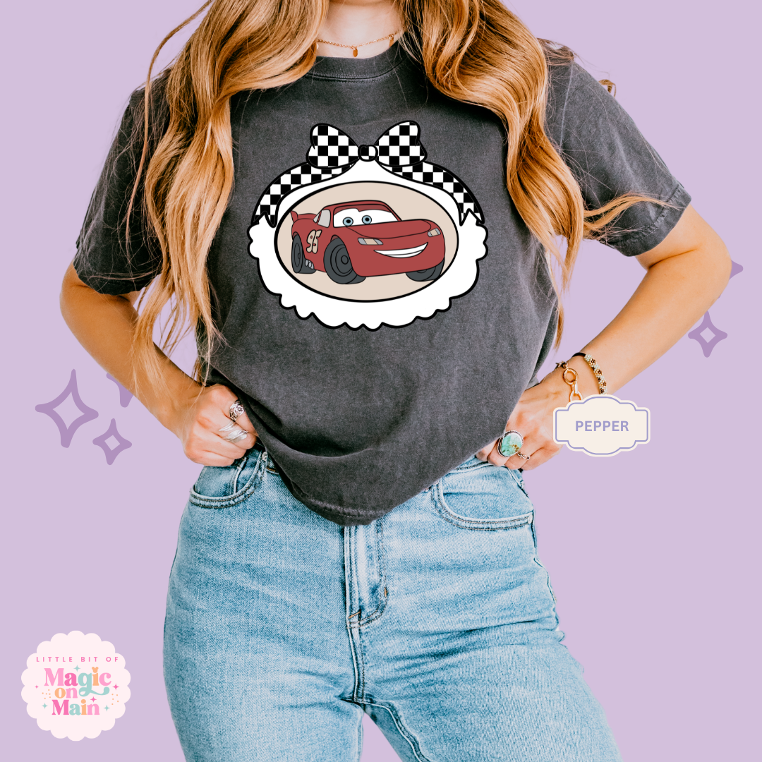 PRINTED RED CAR COQUETTE - WOMENS BOXY T-SHIRT