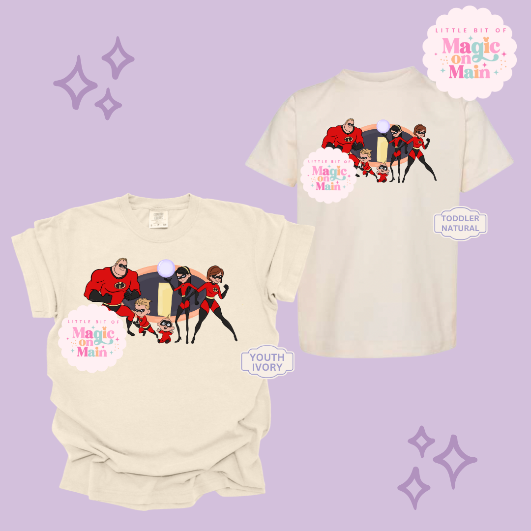 PRINTED SUPER HERO FAMILY NO SPARKLE - EXCLUSIVE TO MoM- YOUTH/TODDLER